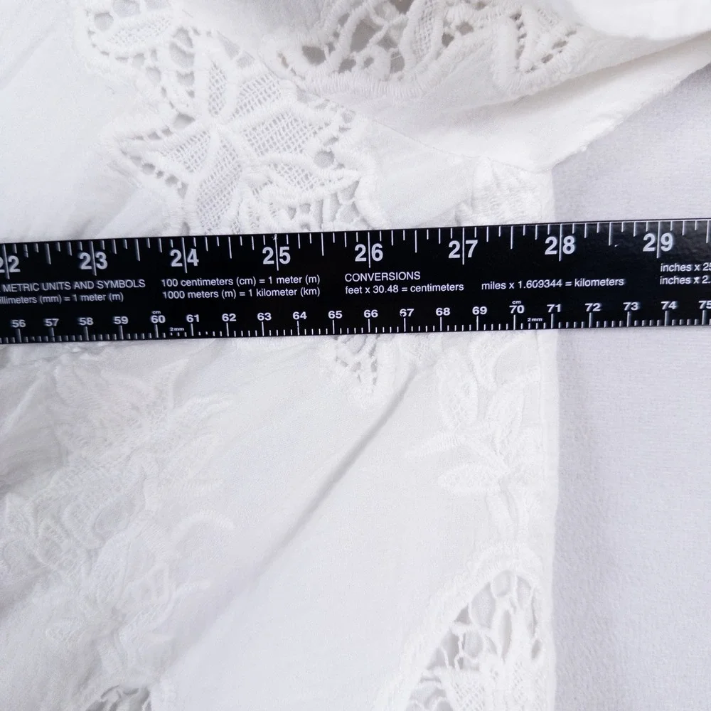 Lane Bryant Blouse Top Womens 26/28 4X White Lace Crochet Flutter Sleeve Boho - Picture 5 of 10